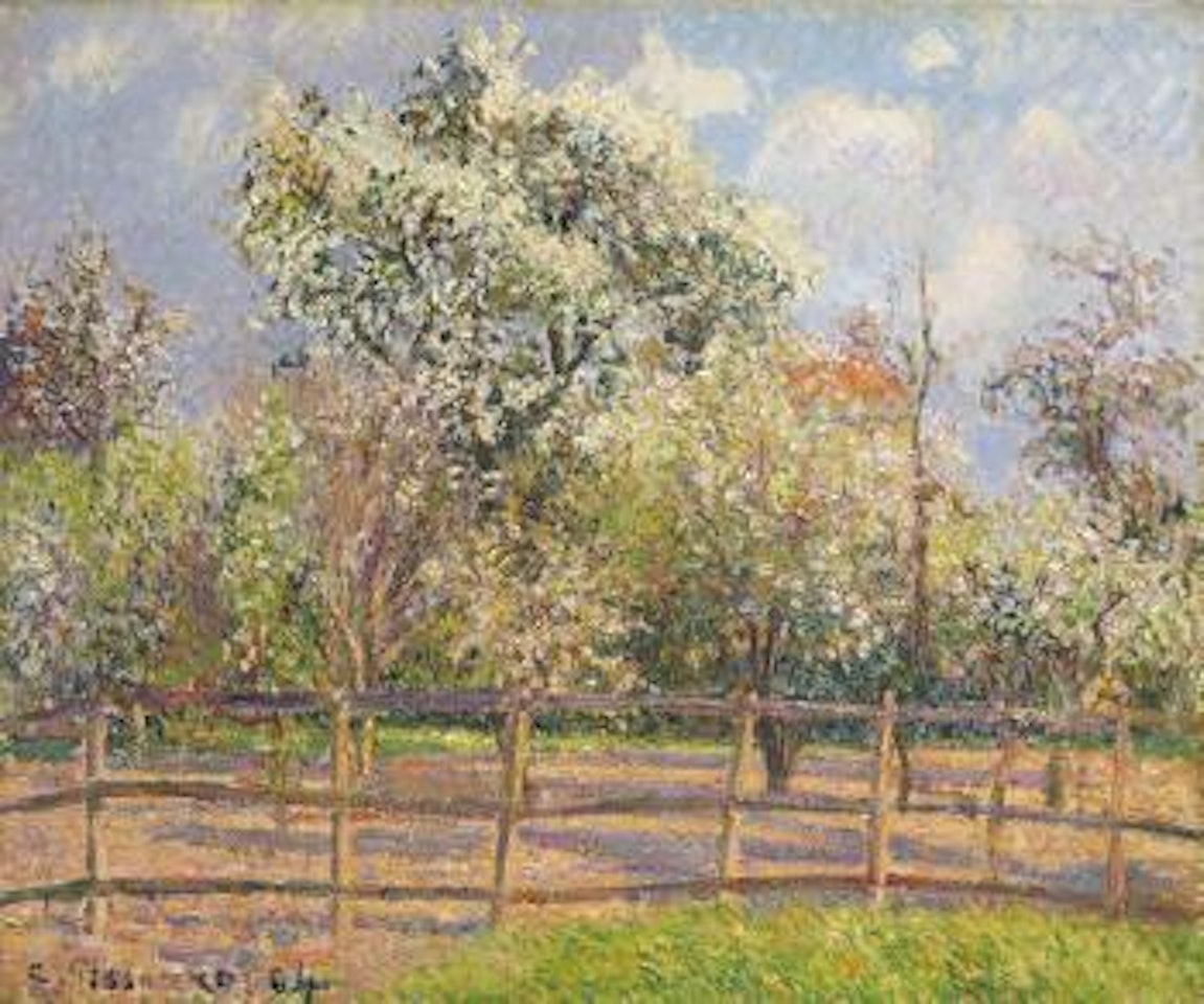 Poiriers en fleur, Eragny by Camille Pissarro