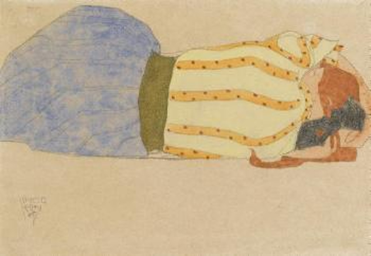 Liegendes Mädchen by Egon Schiele