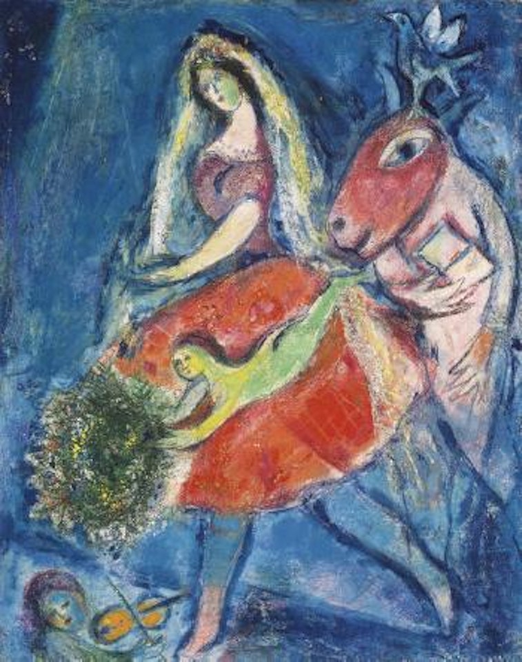 La danseuse au bouc, ou La fiancée au bouquet vert by Marc Chagall