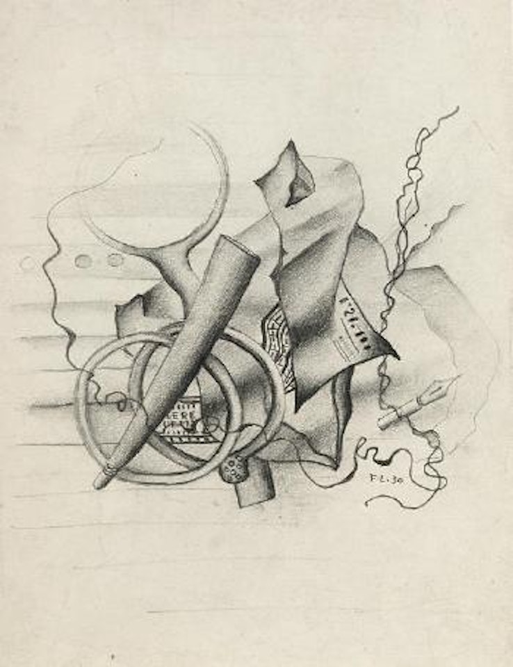 Nature morte à la plume et aux journaux by Fernand Leger