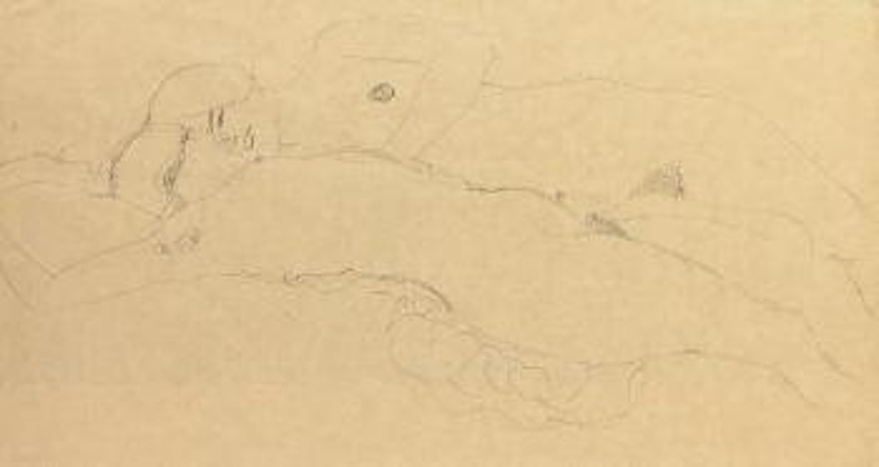 Zwei liegende Mädchen by Gustav Klimt