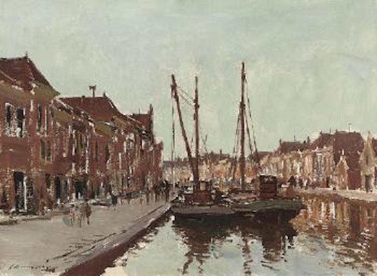 Barges unloading, Delft by Edward Seago