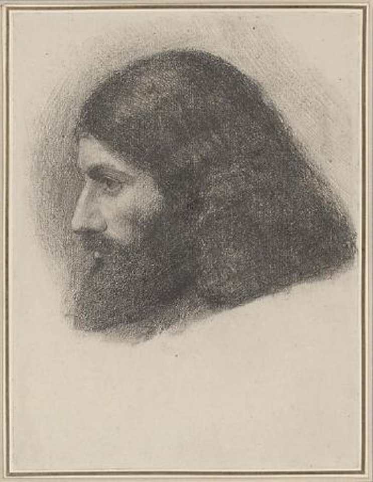 Head study of an Armenian monk, in profile to the left by Edward Coley Burne-Jones