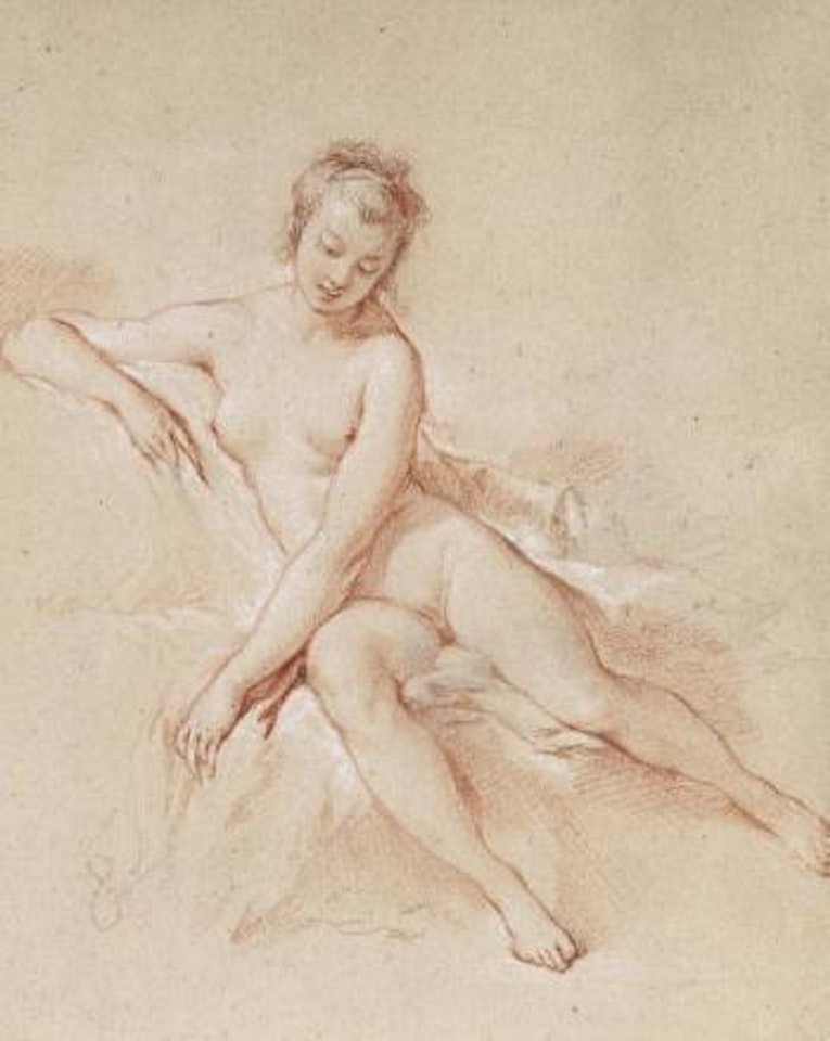 A seated female nude by Francois Boucher