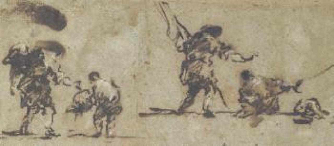 Studies of figures (on two joined sheets) by Francesco Guardi