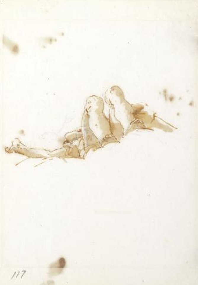 A reclining figure seen from below by Giovanni Battista Tiepolo