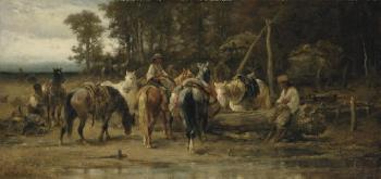 Cossacks watering their horses by Adolf Schreyer