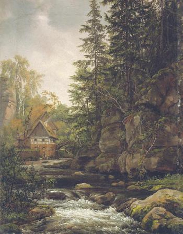 Die Lochmühle in der sächsischen Schweiz by Johan Christian Clausen Dahl
