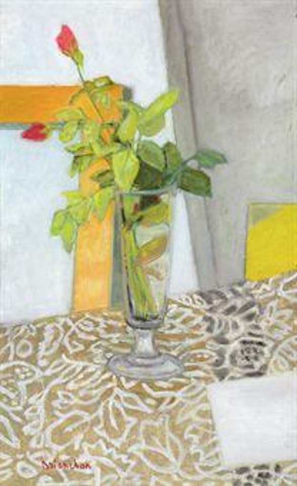 Le rose rouge dans la vase glace by Maurice Brianchon