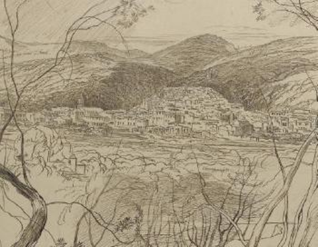 View of Taggia, Liguria, Italy by Edward Lear