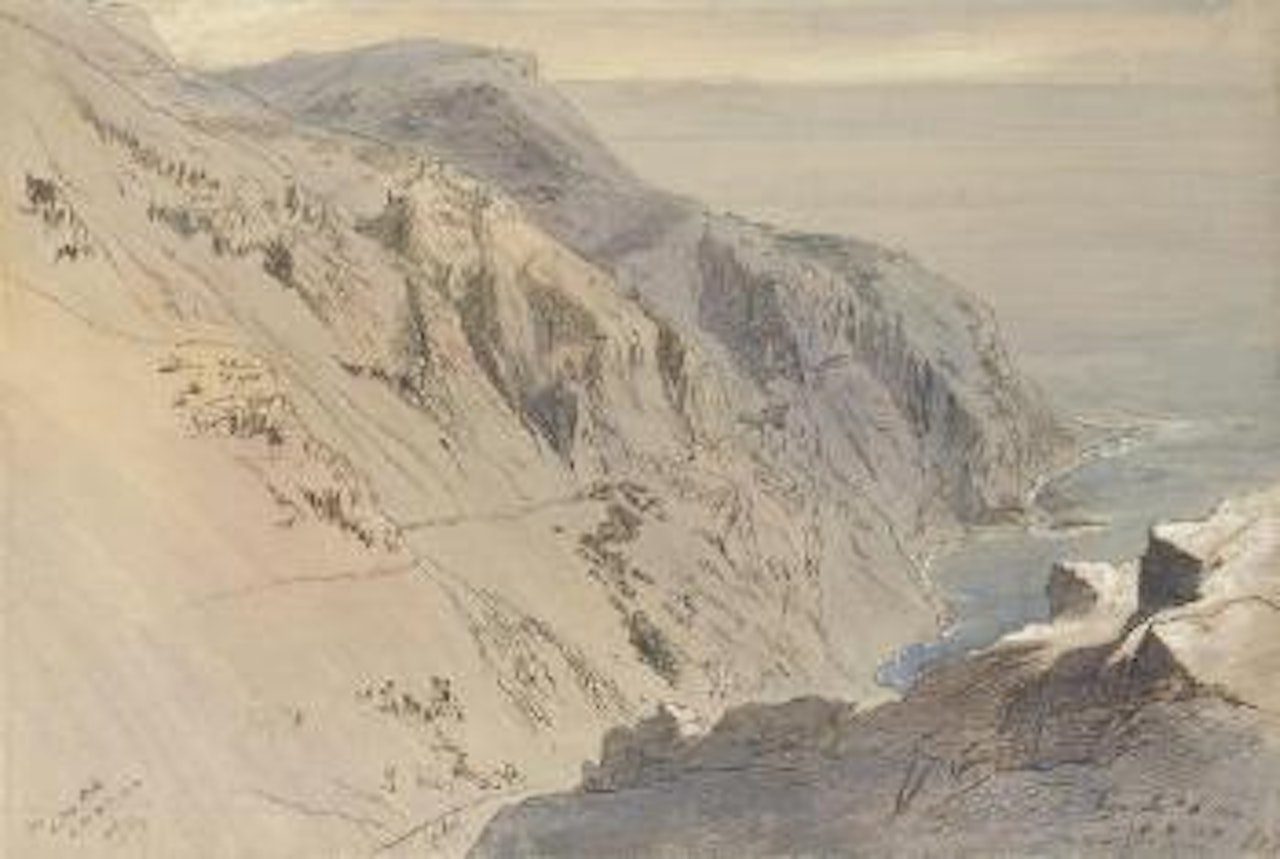 View of Eze, Côte d'Azur, France by Edward Lear