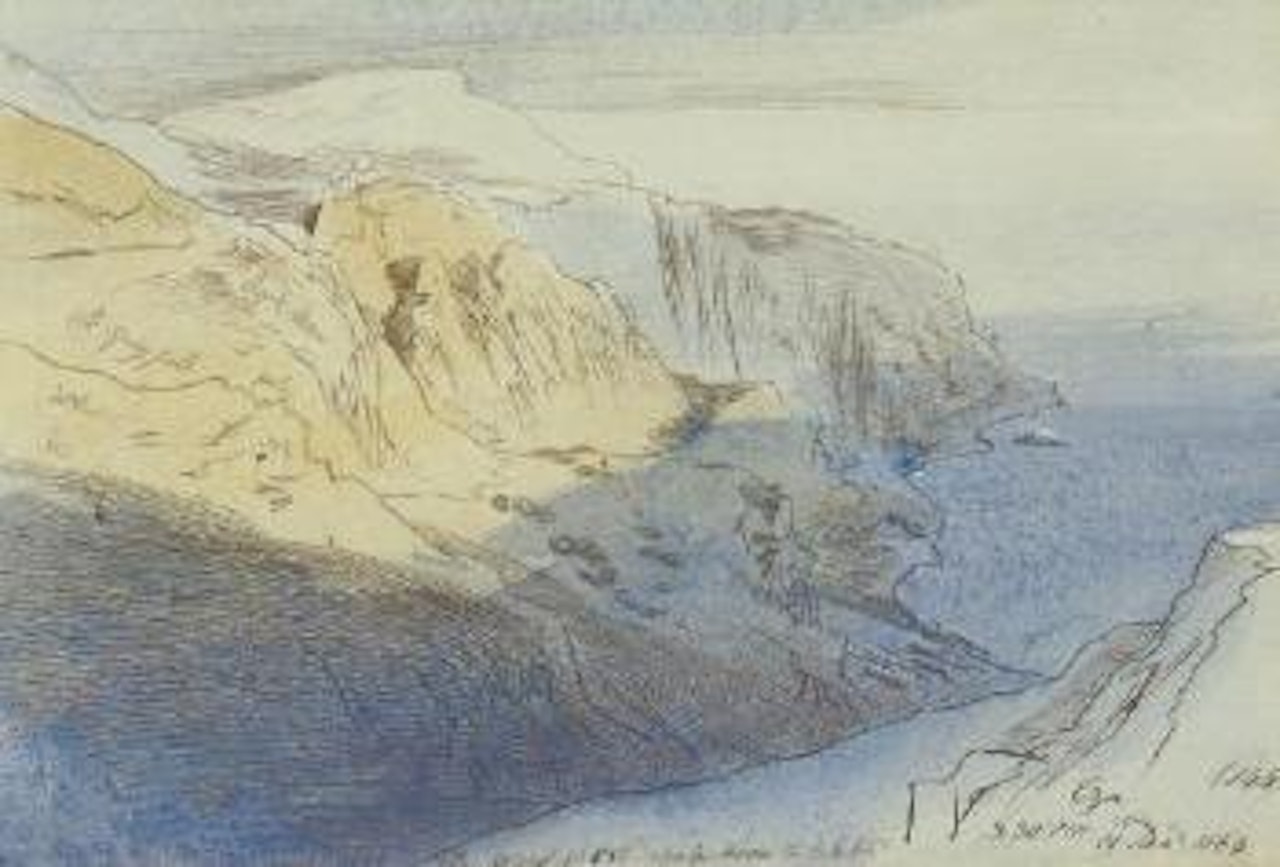 View of Eze, Côte d'Azur, France by Edward Lear
