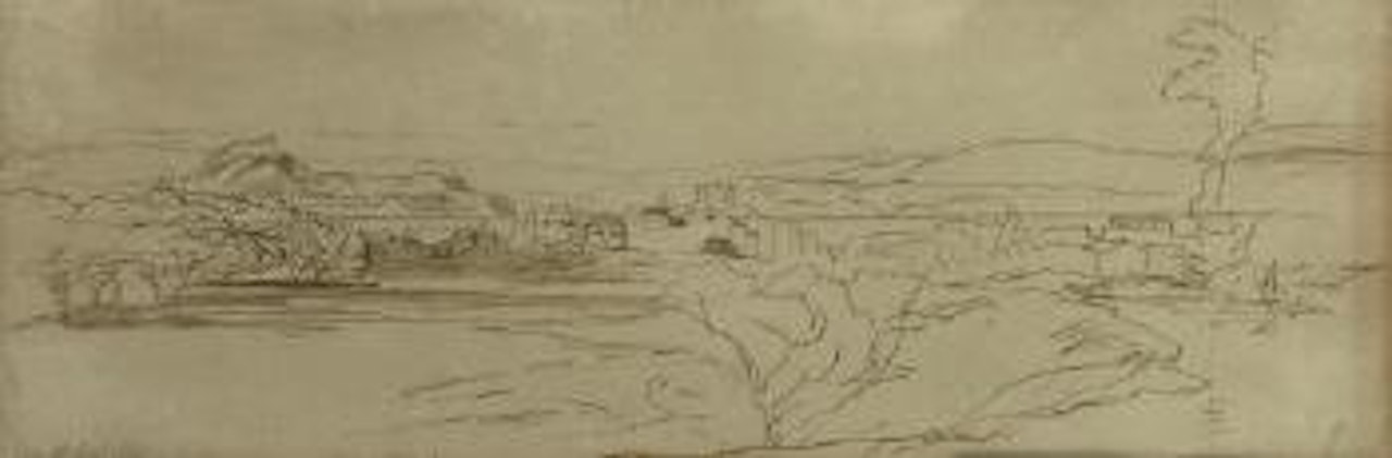 View of Corfu from Kastrades, with the Monastry of St Theodore the Tiro in the distance by Edward Lear