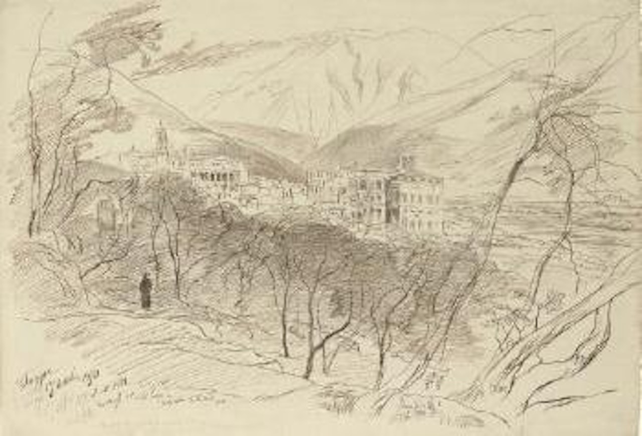 View of Taggia, Liguria, Italy by Edward Lear