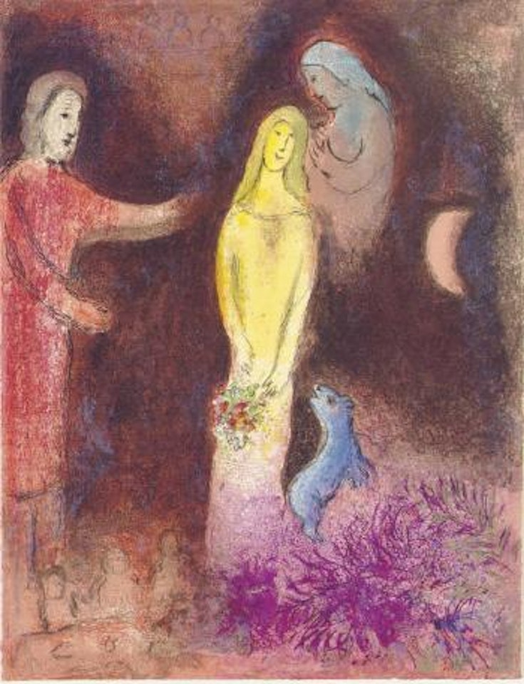 Chloë is Dressed and Braided by Cleariste, from Daphnis and Chloë (M. 345; see C. books 46) by Marc Chagall