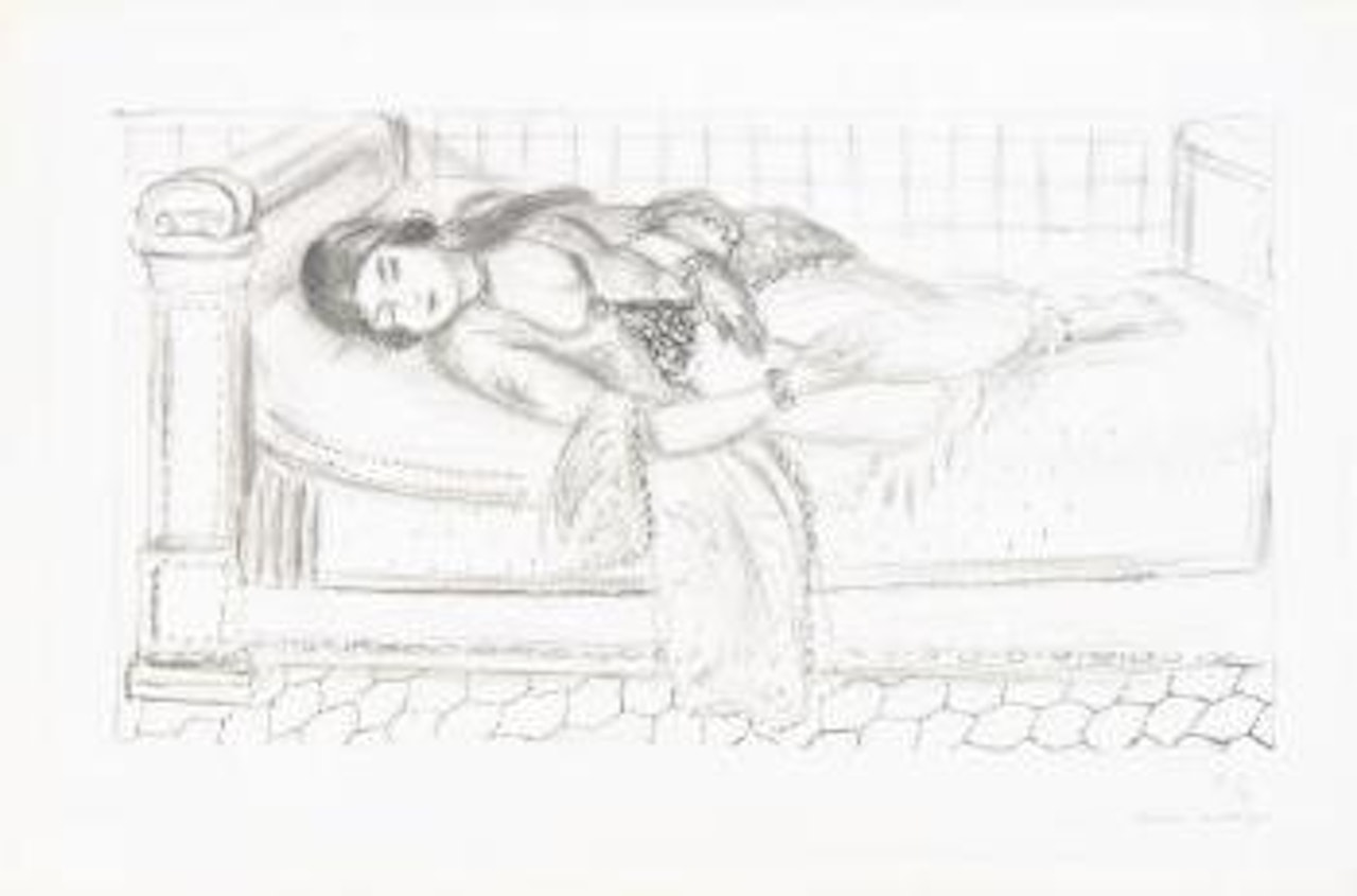 Orientale sur lit de repos, sol de carreaux rouges (D. 513) by Henri Matisse