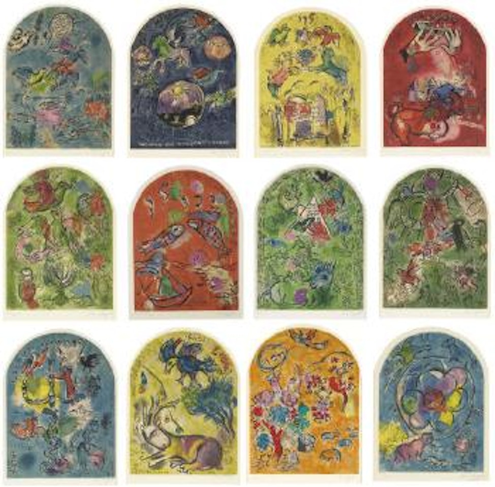 Julien Cain, Douze maquettes de vitraux pour Jérusalem, Paris, Editions Fernand Mourlot (C.S. 12-23; C. books 57) by Marc Chagall
