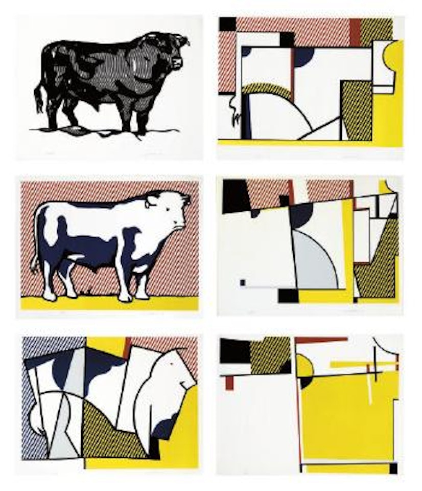 Bull I, and Bull III-VII, from Bull Profile Series (C. 116; and 118-22) by Roy Lichtenstein