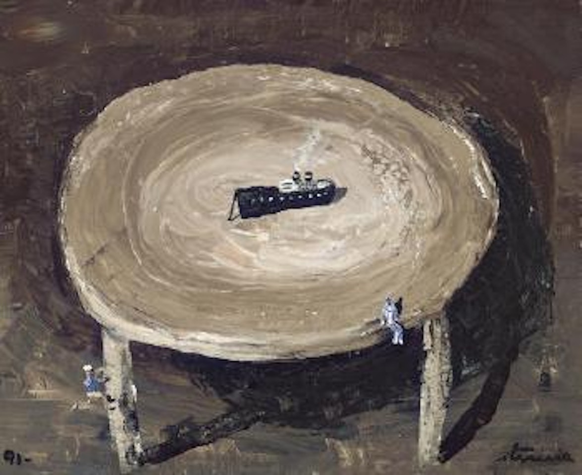 Taburete con barco by Ignacio Iturria