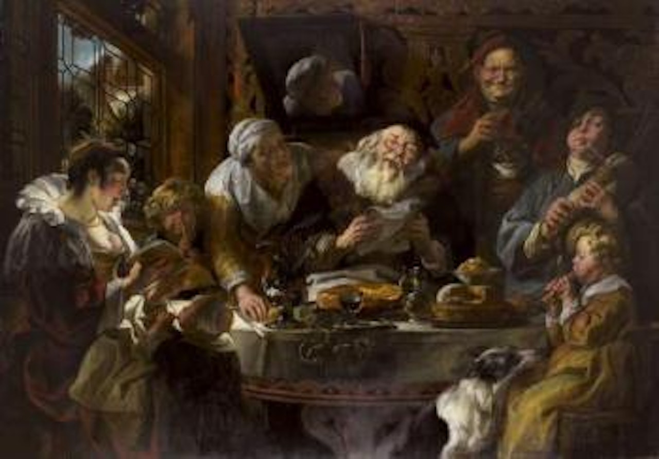 Le concert de famille: Comme les vieux ont chanté. Ainsi les jeunes jouent de la flute by Jacob Jordaens