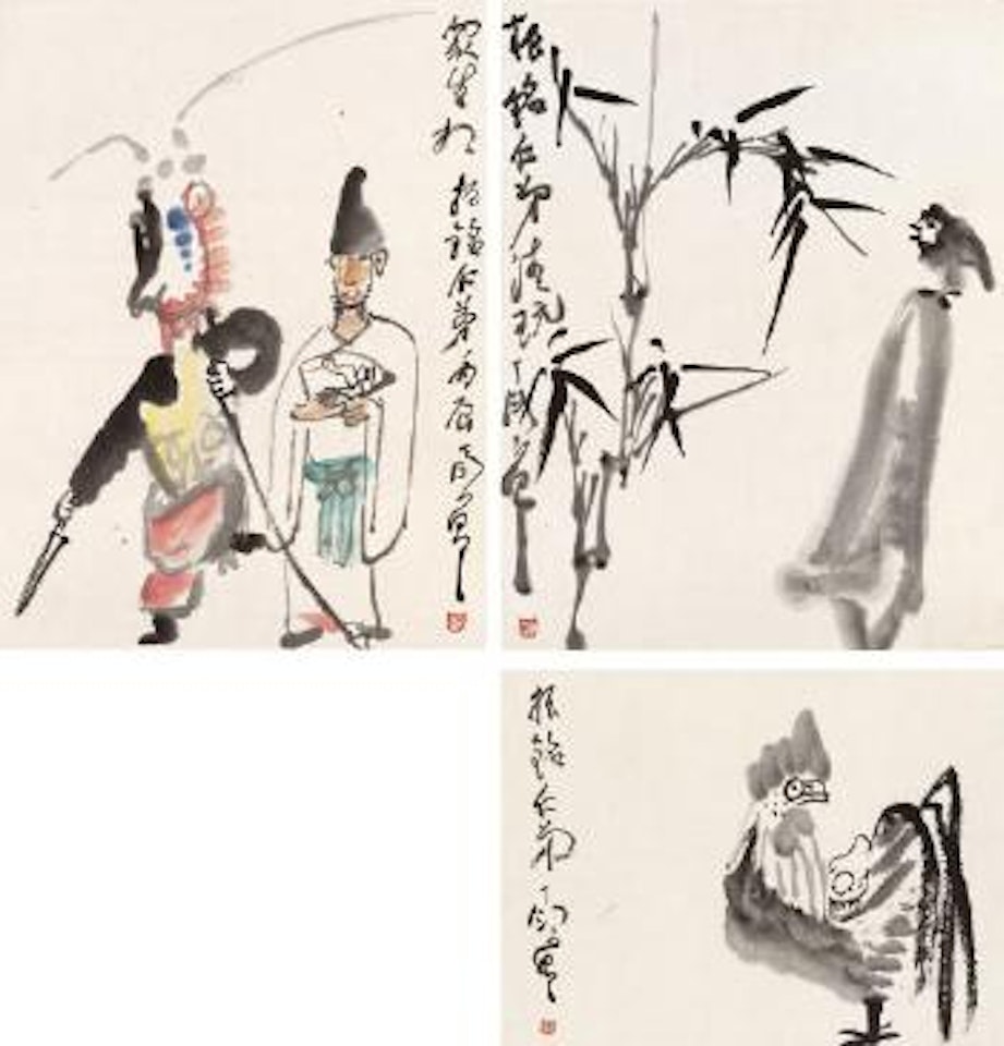 Bamboo and Bird. Rooster. Gathering by Ding Yanyong