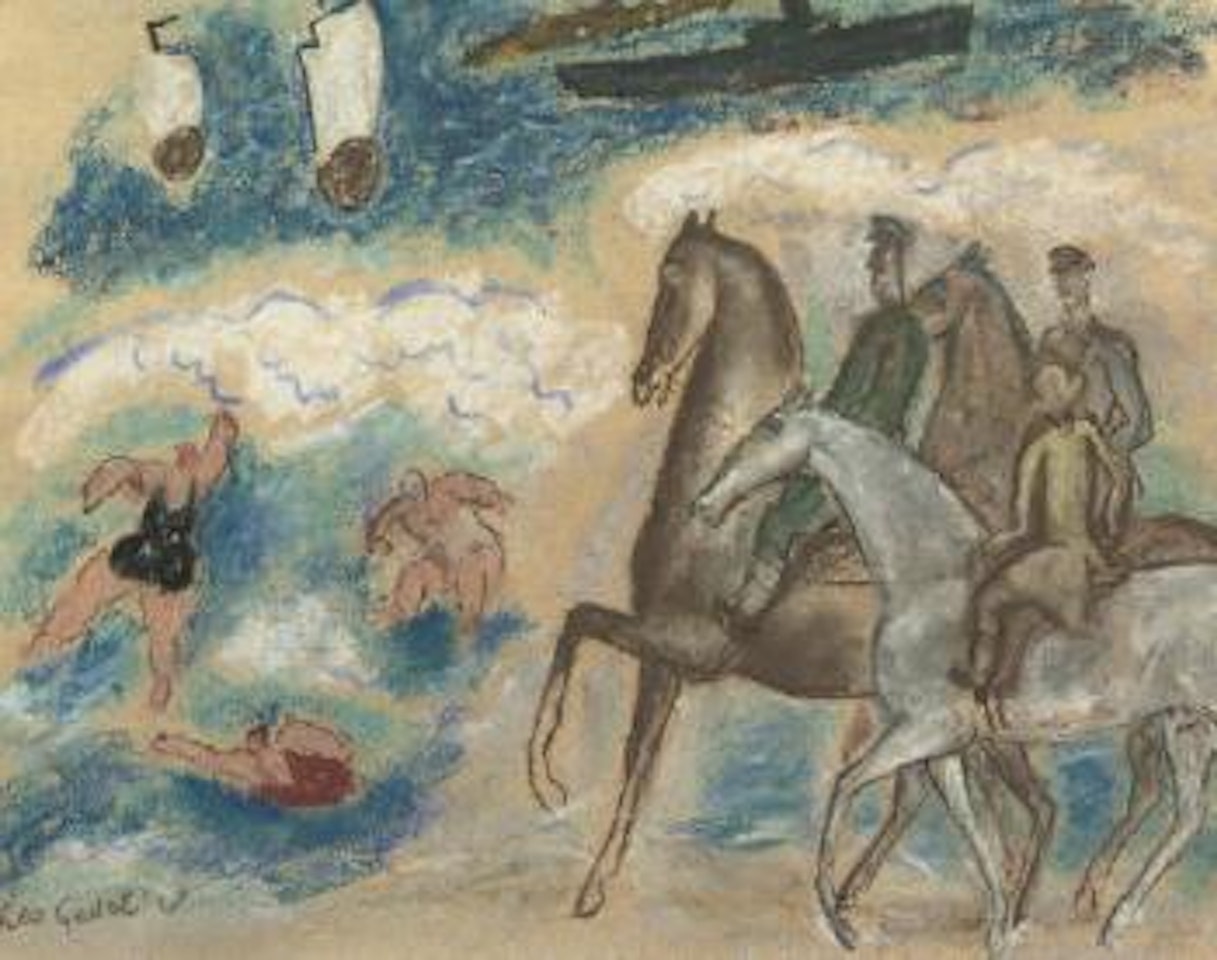 Horseriders on the beach by Leo Gestel
