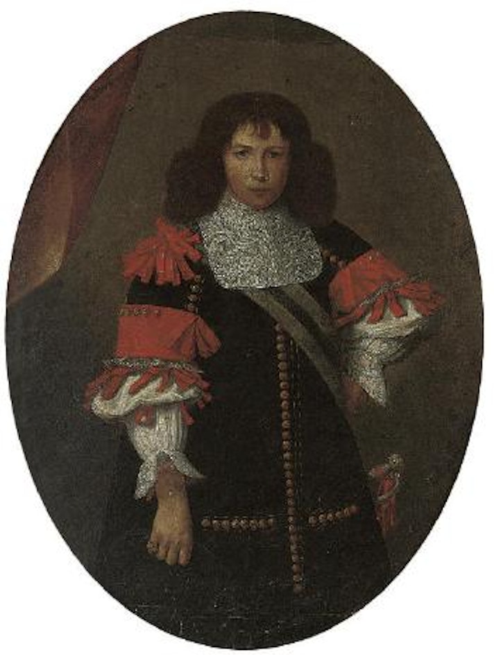 Portrait of a gentleman, three-quarter-length, in a black coat with red ribboning and a sash by Carlo Ceresa