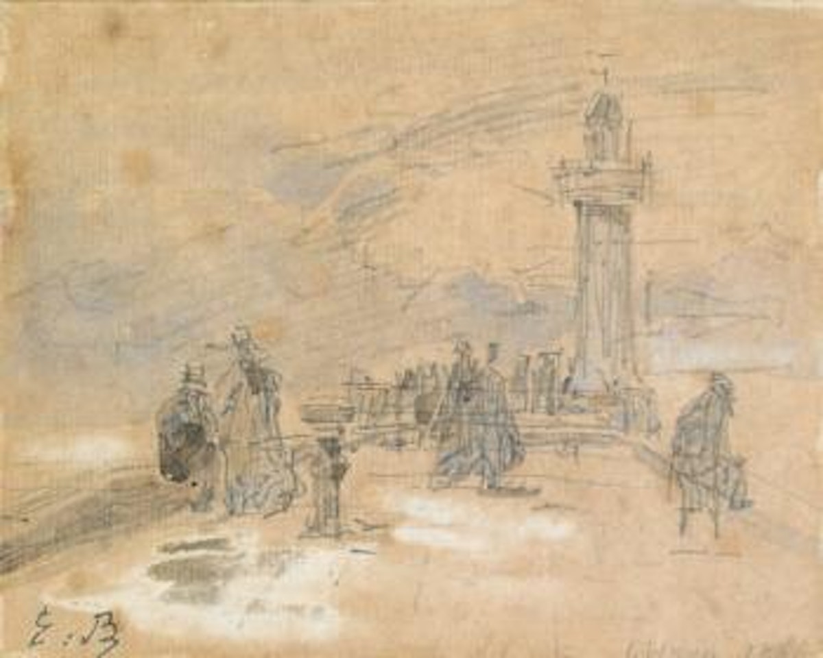 Sur la jetee by Eugène Boudin