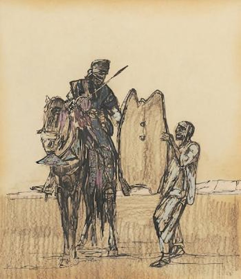 Targui et son bouclier by Paul Jouve