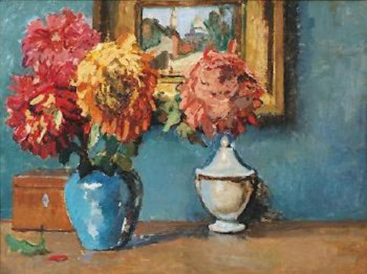 Vase de crysanthemes devant une vue de Montmartre by Kees van Dongen