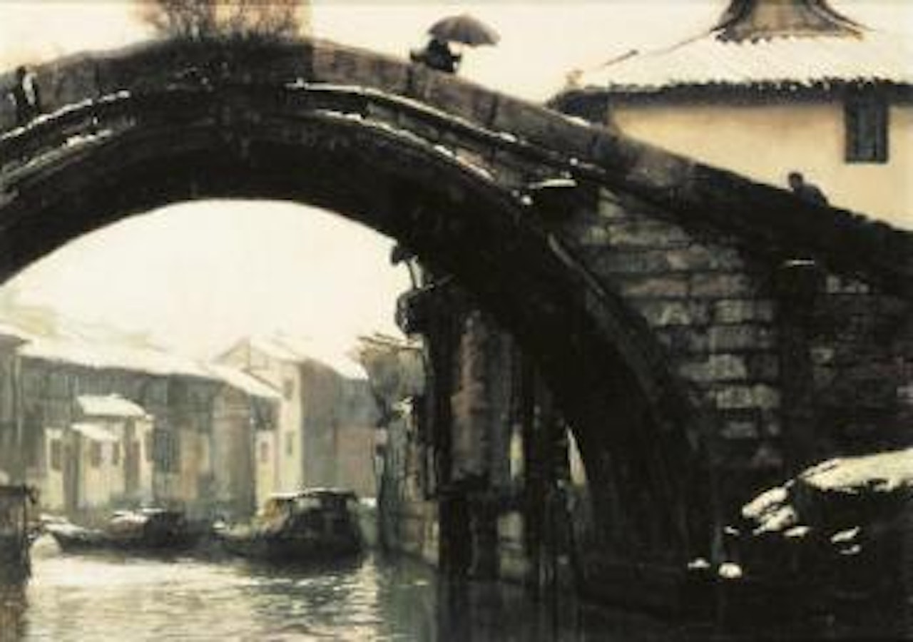 Snow Topped Roofs by Chen Yifei