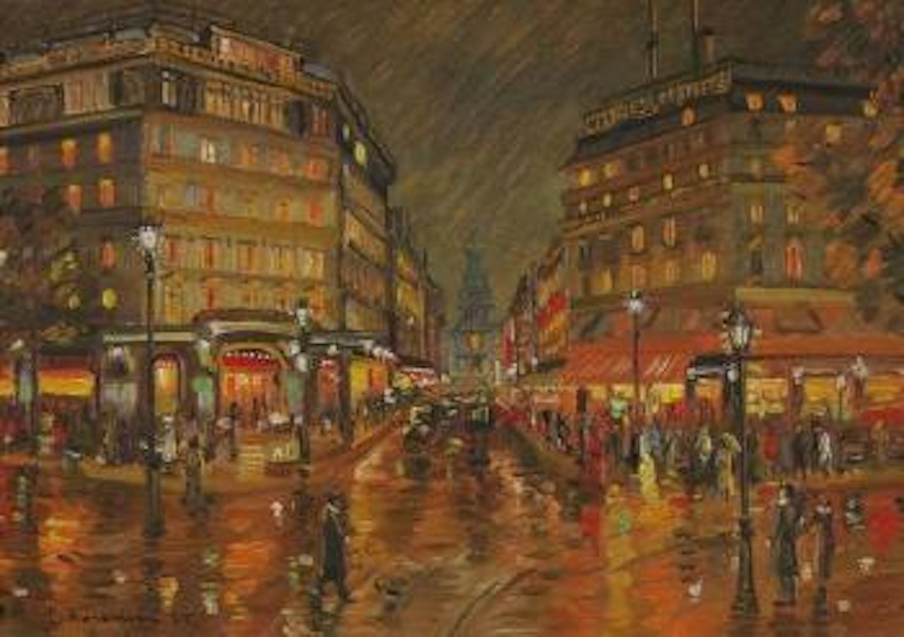 Paris, les grands Boulevards la nuit by Konstantin Alekseevich Korovin