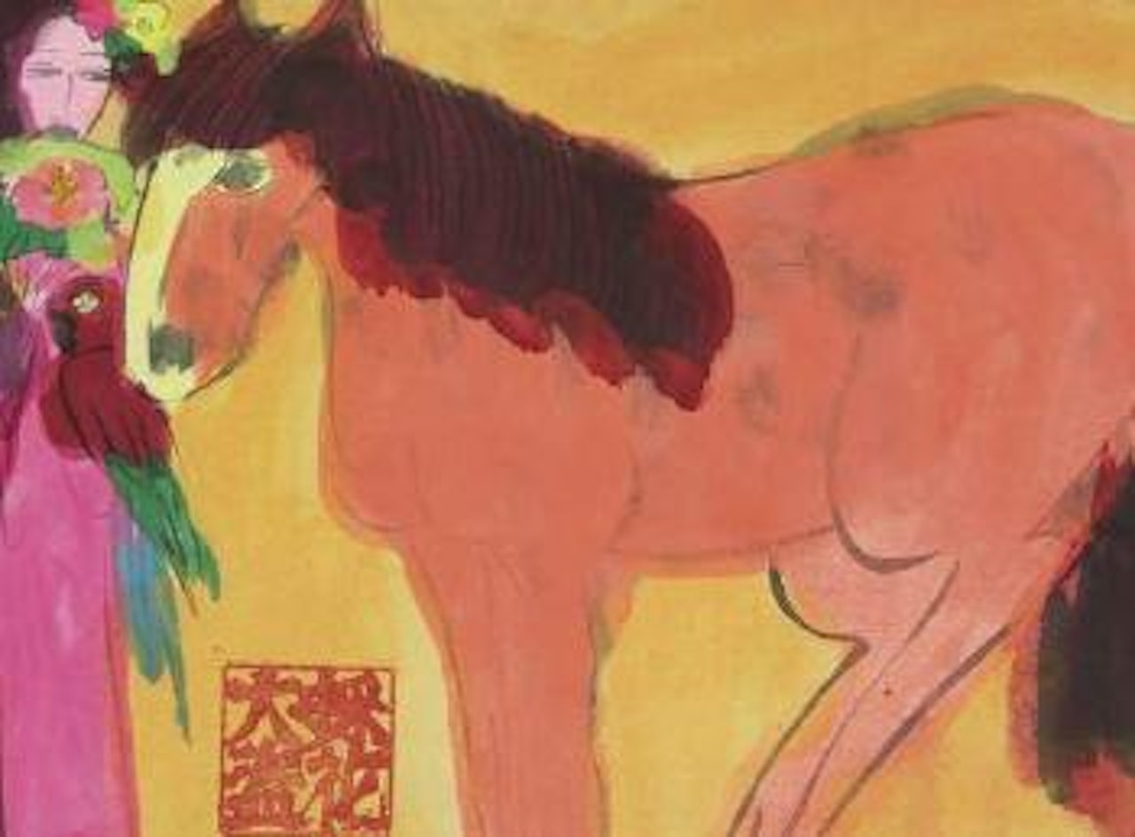 Femme au cheval et au perroquet by Walasse Ting