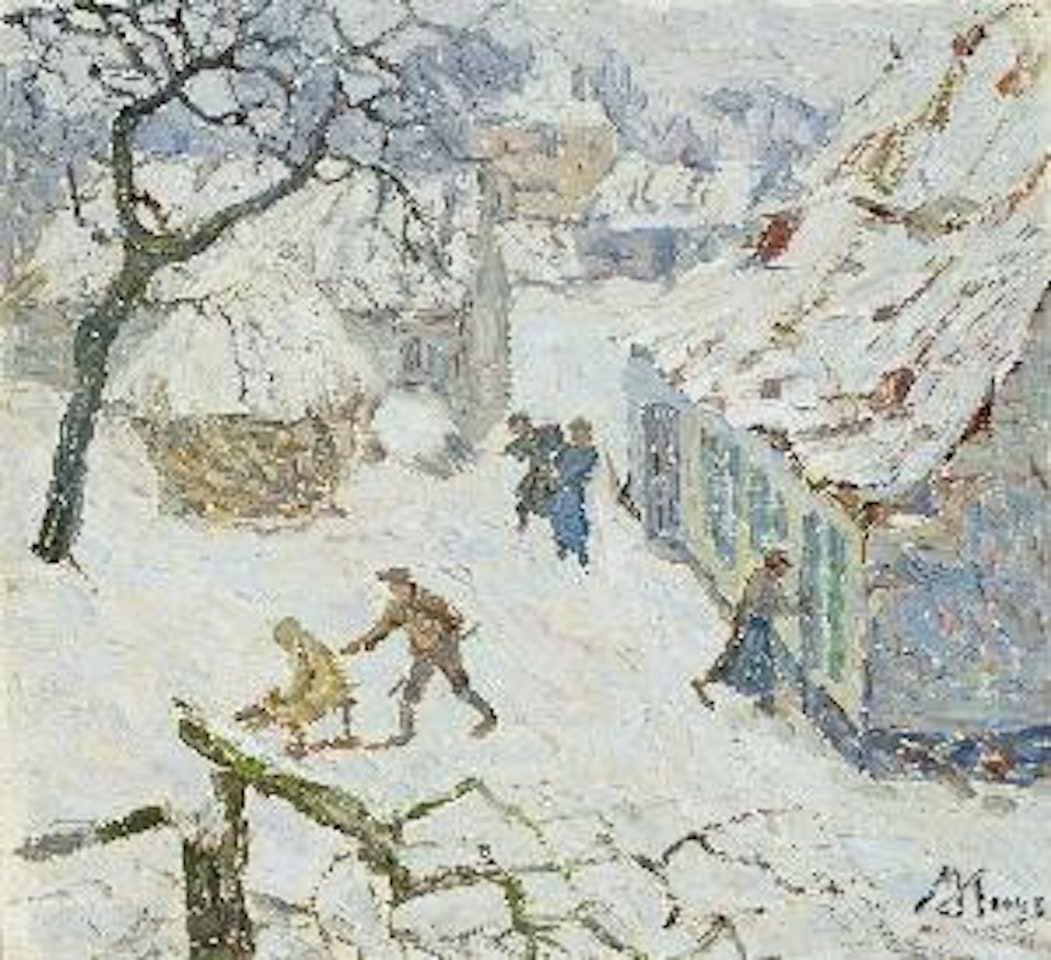 Hoeve in de sneeuw by Modeste Huys