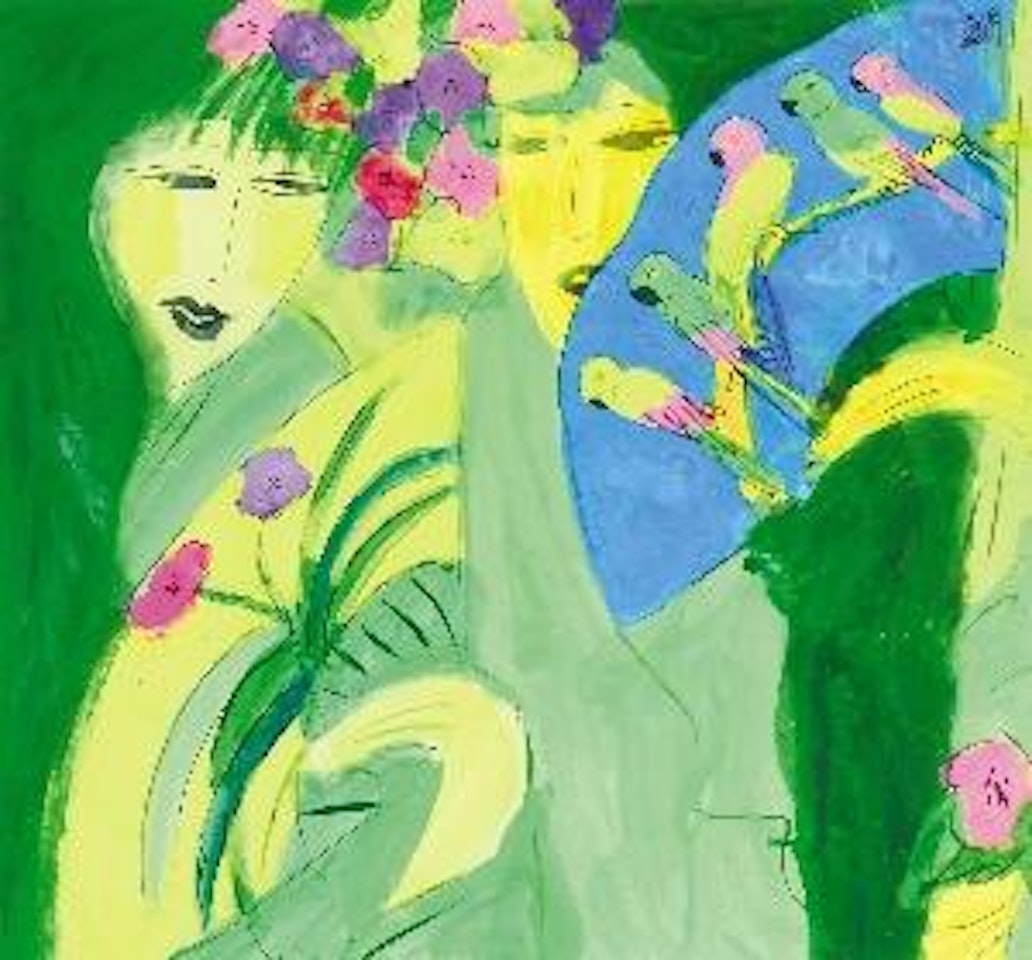 Women with parrots by Walasse Ting