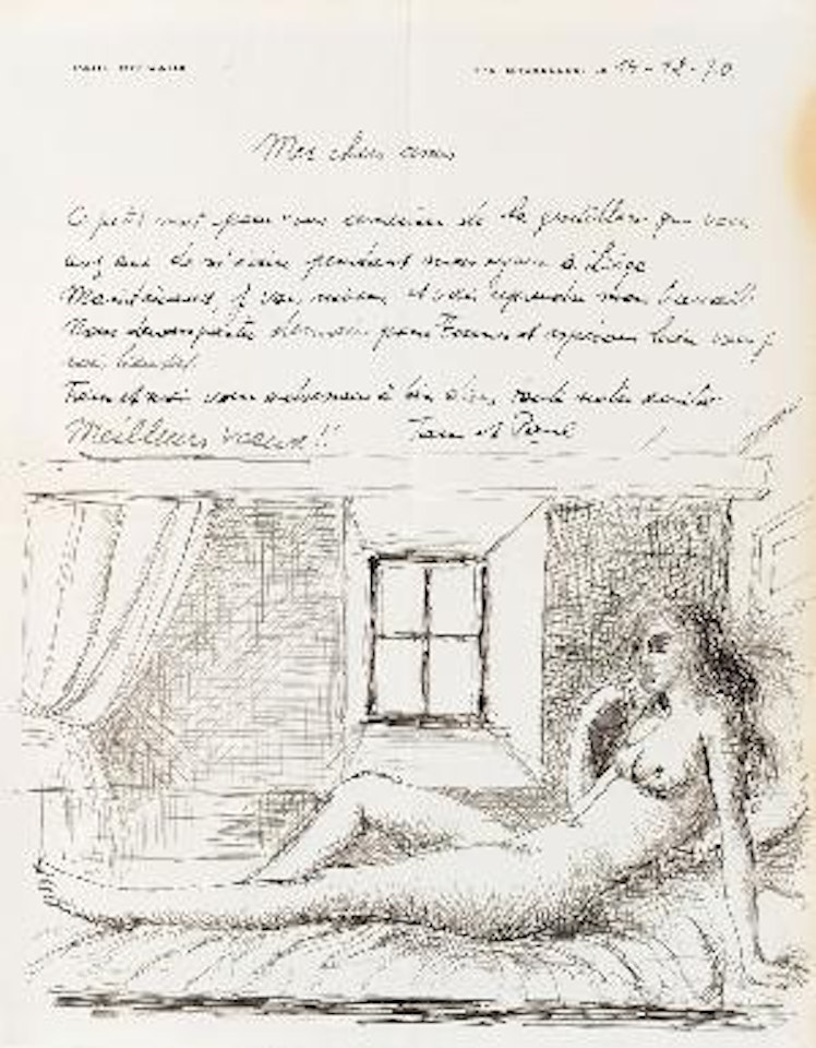 Liggend naakt - Nu couché by Paul Delvaux