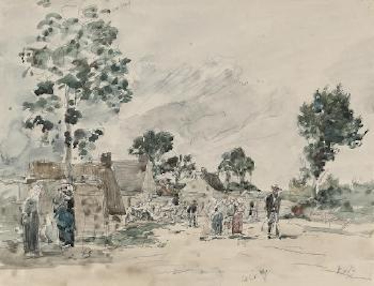 Village breton by Eugène Boudin