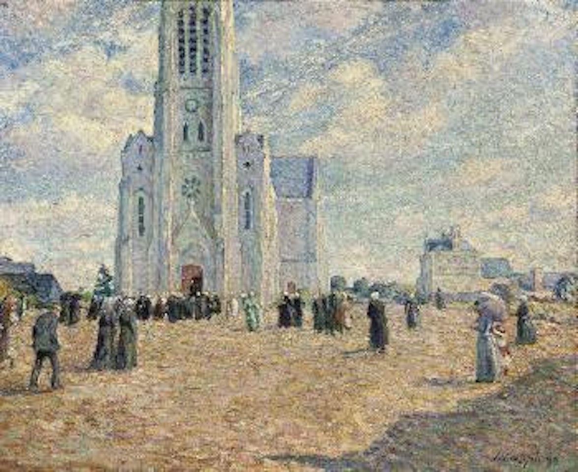 La place de l'église, Bretagne by Henri Lebasque