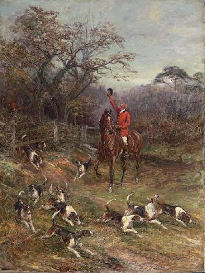 Hounds on the Scent leaving a Covert by Heywood Hardy