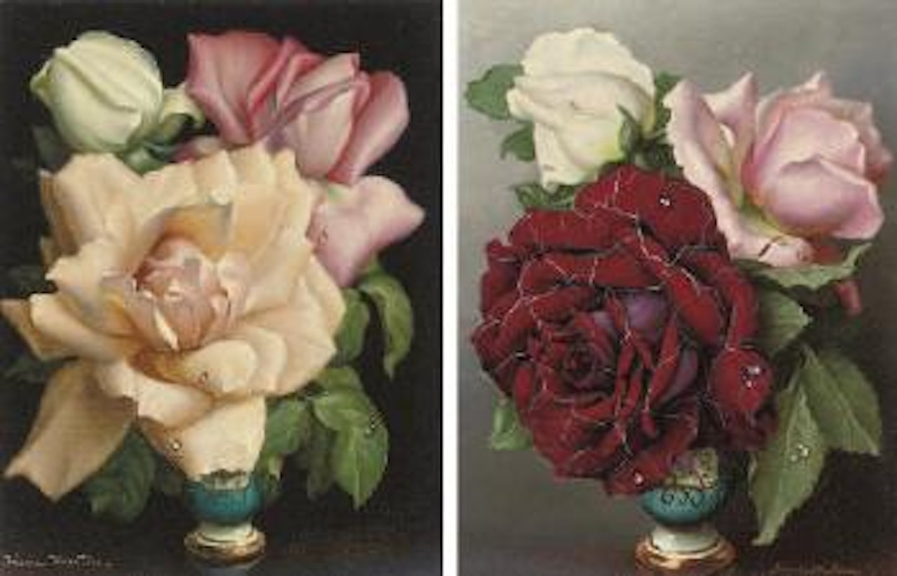 Roses in a vase; and Another similar by Irene Klestova