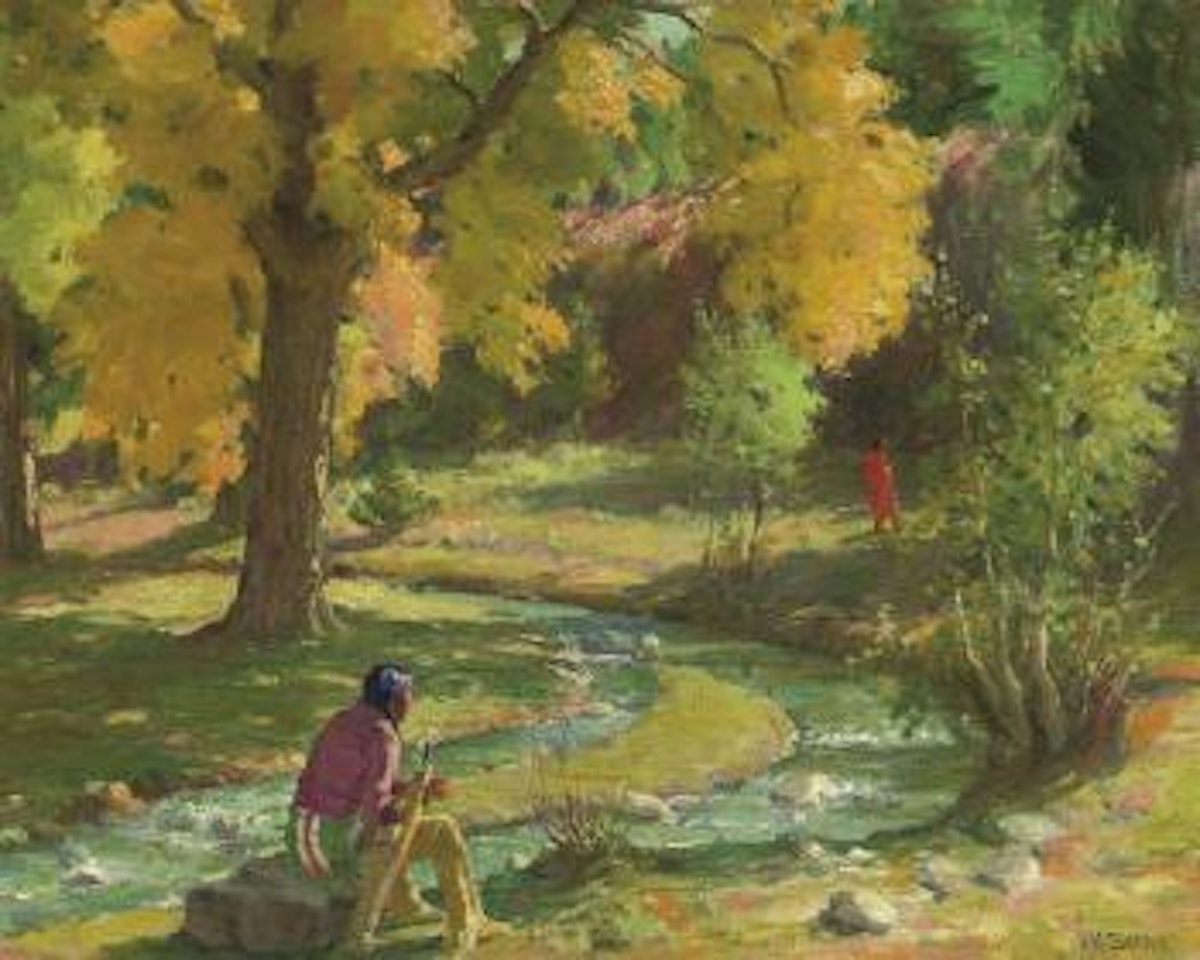 Bawling Deer & Son, Black Deer--Taos by Joseph Henry Sharp