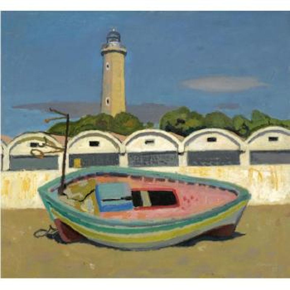 Light House And Boat, Estepona by Alberto Morrocco