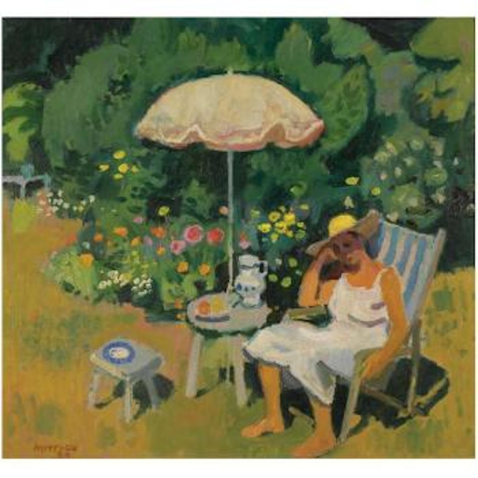 Woman In The Garden by Alberto Morrocco