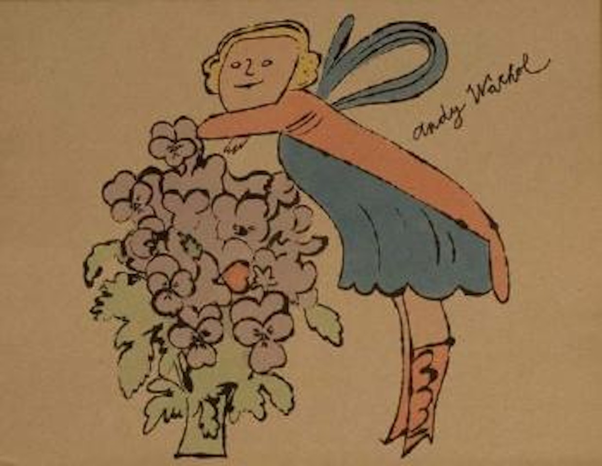 Jeune fille au grand bouquet (from In the bottom of my garden) by Andy Warhol