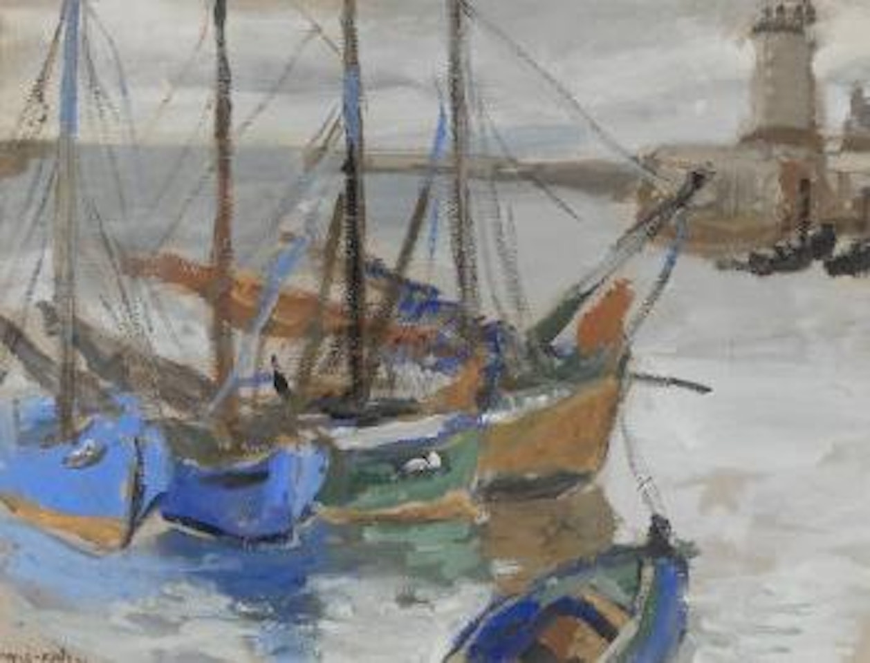 Bateaux au port by Emmanuel Mané-Katz