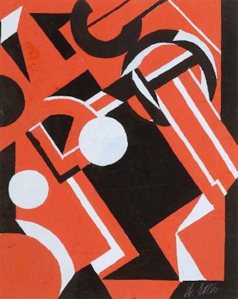 Etude pour une couverture de livre: Composition géométrique noire, rouge et bleu by Alexandra Exter