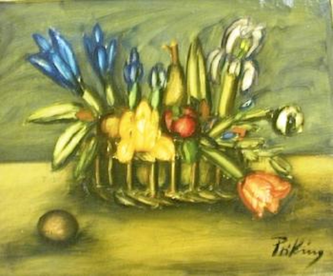 Nature morte au panier de fleurs by Franz Priking