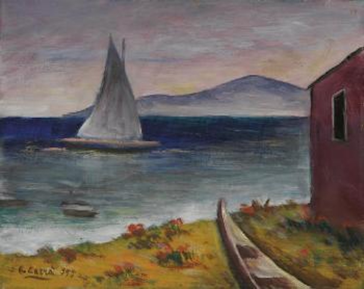 Marina e capanno by Carlo Carra