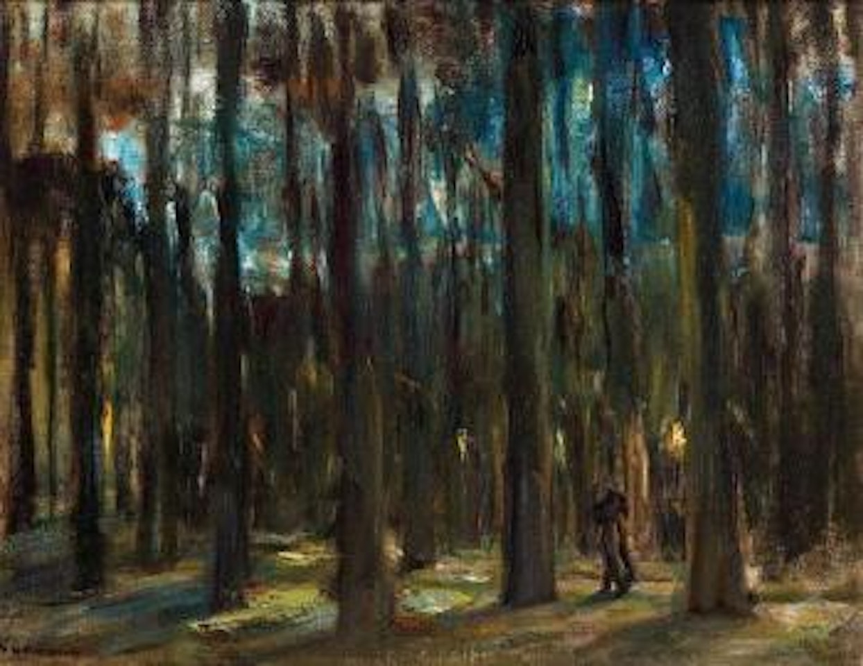 Liebespaar auf einem Spaziergang im Grunewald by Max Liebermann