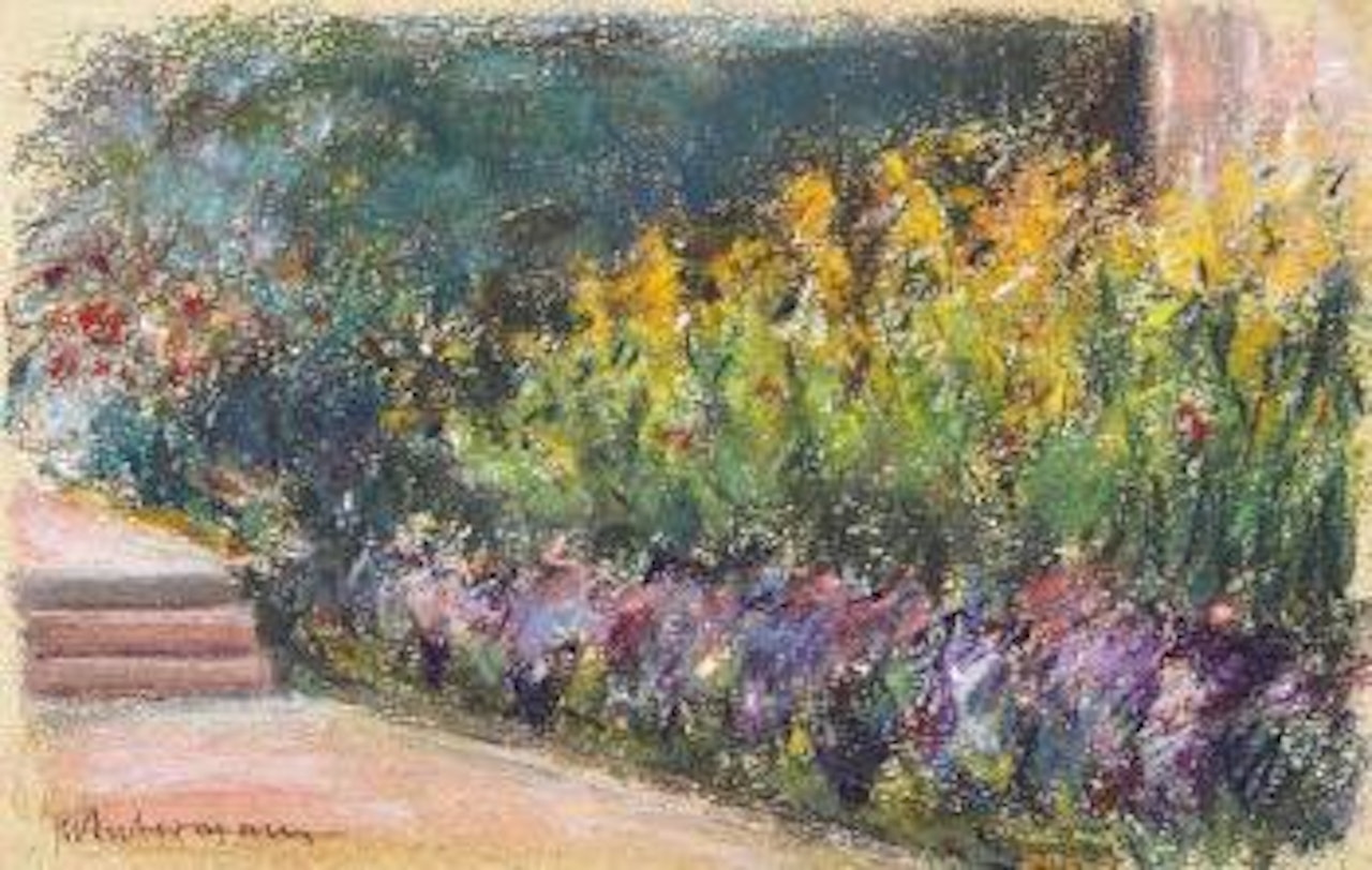 Blumenrabatte im Wannseegarten by Max Liebermann
